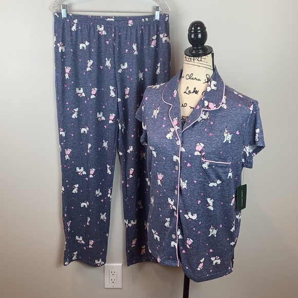 Laura Ashley Other - Laura Ashley Soft Scottie Notched Collar Pajama Set NWT